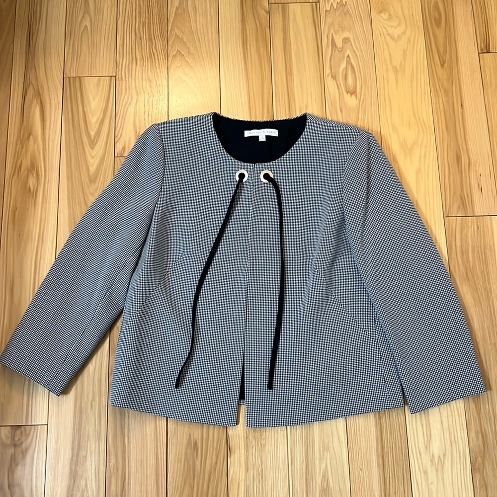 Preston & York women’s blazer blue and white  shepherd checks print size 8